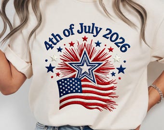 4th of July 2026 PNG, Faux Embroidery Patriotic DTF Design, Retro USA 250th Semiquincentennial Sublimation, 4th of July Star Flag 300 Dpi