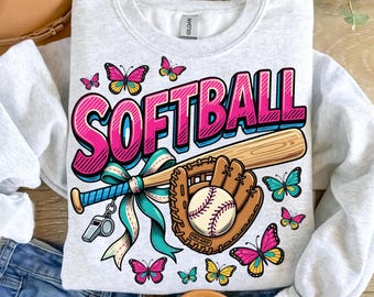Softball PNG, Softball Mom PNG, Softball Girl Shirt Design, Softball Team Sublimation, Baseball Bat & Glove PNG, Digital Download