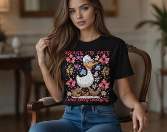 Dilly Dally Duck with Hearts & Flowers PNG Instant Download
