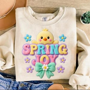Fluffy Chick Spring Joy PNG – Faux Yarn Easter Design (Digital Download)