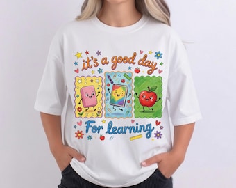 Back To School PNG, Kawaii Learning Book Apple Eraser, It's a Good Day For Learning, Teacher Shirt, Sublimation, Classroom Poster