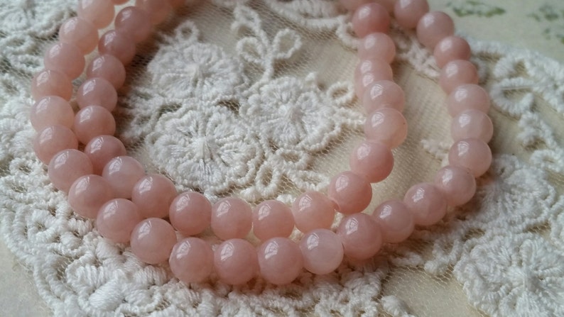 .mia 6 mm Pastel Round Salmon Colour Flower Jade Gem Stones