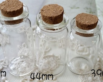Round Small Glass Vials / Small Glass Jars with Corks (aua nn nu)