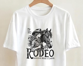 ロデオカウガールTシャツ - カントリーウェスタン風レディースTシャツ | ヴィンテージスタイルのグラフィックシャツ | 女性へのギフト