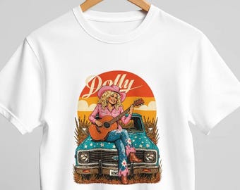 ドリー・レトロ・カントリーTシャツ - ヴィンテージ風の柔らかなコットンTシャツ、音楽好きへの手作りギフト、ユニークなグラフィックシャツ