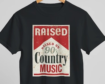 90年代カントリーミュージックTシャツ - レトロマールボロレッドスローガン、ユニセックスDTGプリント