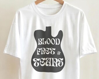 ブラッド・フレット＆ティアーズ ギタリストTシャツ｜「苦労なくして得るものなし」音楽好きのためのTシャツ｜ハンドメイドTシャツ