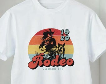 ロデオカウガール時代のTシャツ｜ヴィンテージウエスタンスタイルTシャツ｜快適なコットン素材｜女性へのギフト