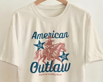 アメリカン・アウトロー・カントリー・ミュージックTシャツ - ヘビーウェイトコットンTシャツ、レトロなバンドグッズ、音楽好きへのギフト
