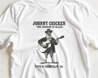 ジョニー・チキン・ショーTシャツ｜ジョニー・キャッシュにインスパイアされた音楽シャツ｜面白いカントリーミュージックファンへのギフト｜レトロヴィンテージスタイルのTシャツ