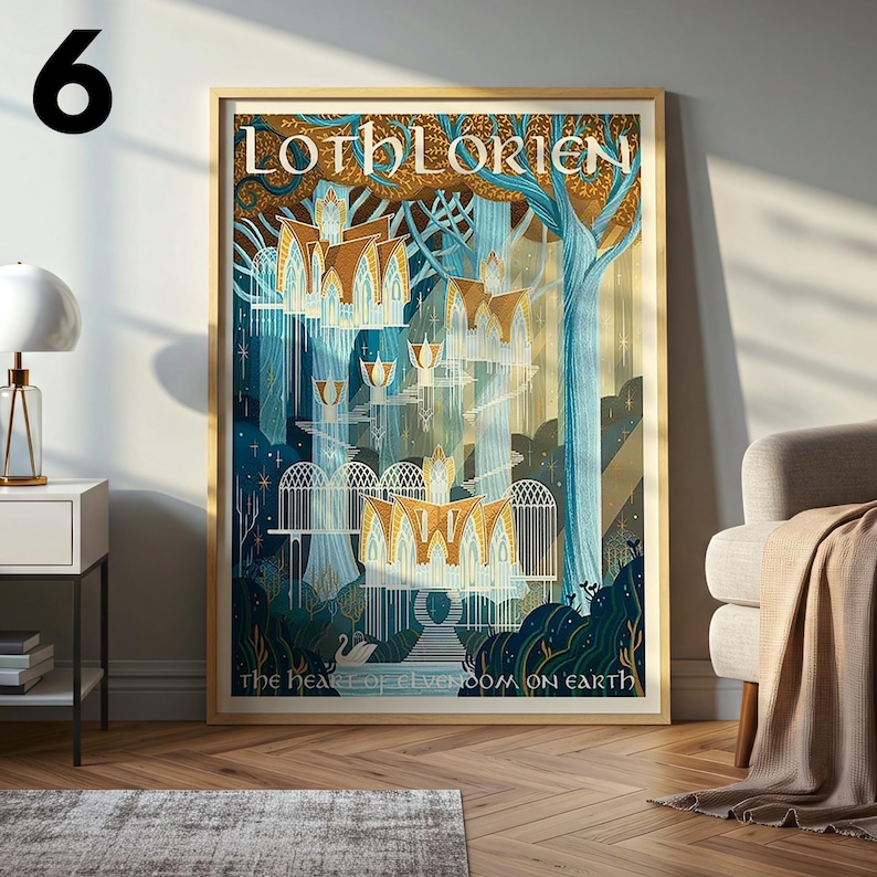 Lord of the Rings Travel Poster Set, Middle Earth Art Prints,hobbiton ...