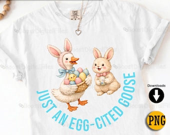 Funny Goose Easter PNG, Bunny Pastel Spring Clipart, Digital Download