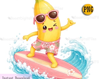 Funny Banana PNG, Kawaii Summer Fruit Clipart