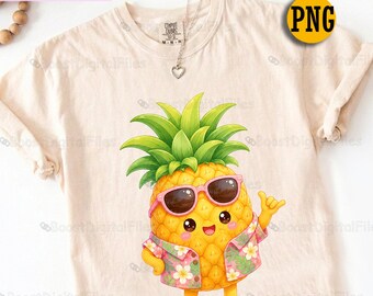 Cute Pineapple Shirt Design PNG, Tropical Summer Sublimation