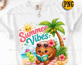 Coconut Vacation Shirt PNG, Tropical Summer Sublimation