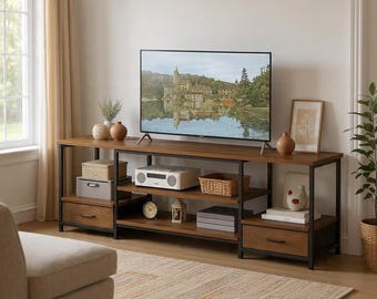 Wooden TV Stand for Up to 75″ TV Media Console with Storage