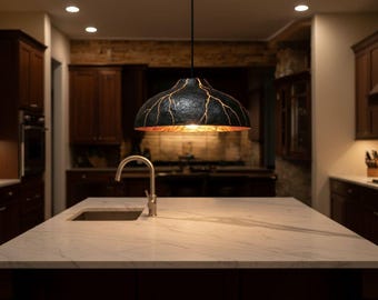 Black Handcrafted Copper Volcano Pendant Lamp