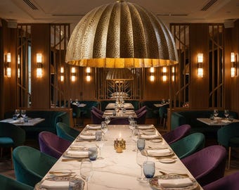 Colgante de cúpula acanalada de cobre martillado – Oro antiguo / CopperGloww