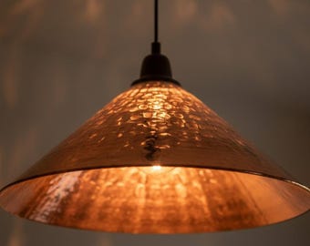 Handmade Hammered Copper Pendant Light | Moroccan Ceiling Lamp | Kitchen Island Lighting | Rustic Boho Chandelier | CopperGloww