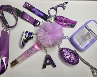 Personalized Safety Keychain Set Alarm Sports Lanyard with Custom Letter Resin keychain