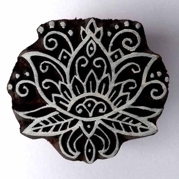 Lotus Stamp, Lotus Flower Stamp, Wood Print Block, Printing Stamp, Hand Carved Stamp, India Wood Stamp, Small