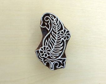 Paisley Leaf Stamp - Wood Block Printing Stamp - Hand Carved - India