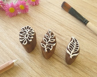 Leaf Stamps, Printing Blocks, Set of 3 Small Stamps, Wooden Stamps, Craft Supplies, India woodblocks