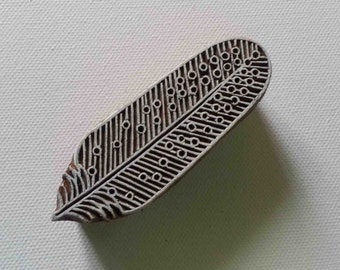 Feather Stamp - Wood Block Printing Stamp - Hand Carved - India - Small