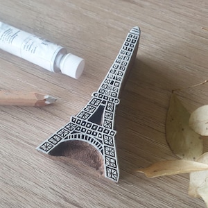 Eiffel Tower Paris Stamp - Indian Hand Carved Wood Block