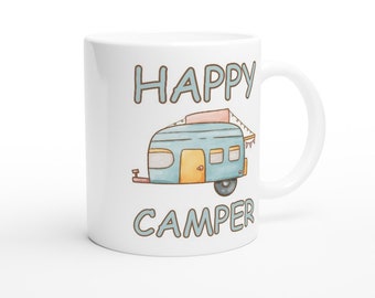 Happy Camper Mug, Caravan Coffee Cup, Happy Camper Gift, Caravan Gift, 11oz Coffee Mug