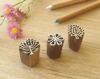 Stamp Blocks, Wood Block Stamps, Stamp Set, - Paisley & Floral -  Set of 3