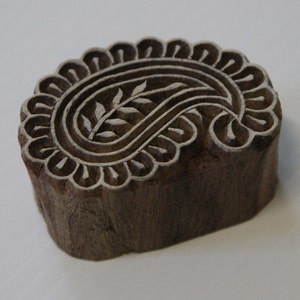 Paisley Stamp, Wood Block, Wood Print Block, Indian Printing Block, Hand Carved Stamp, Block Stamp, Wooden Stamp, Paisley & Leaf Pattern image 5