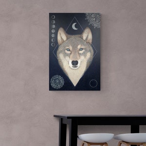 Wolf Painting on Canvas | Original Acrylic Art | Spirit Animal Wall Decor | Wildlife Artwork
