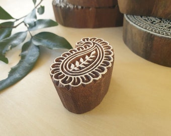 Paisley wooden stamp for DIY printing projects - Hand carved printing stamps