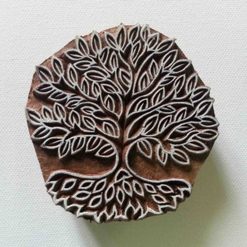 Tree Stamp Indian Style Hand Carved Wood Block Printing Etsy