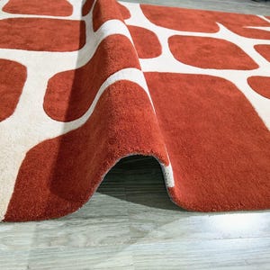 Abstract Red Rug Modern Geometric Hand Tufted Rug Bold Pattern Living Room Area Carpet