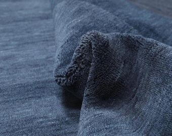 Hand Tufted Blue Wool Rug Minimalist Modern Area Rug Living Room Carpet Decor