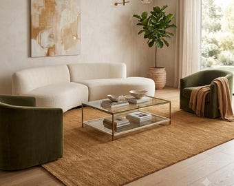 Solid Gold Beige Luxury Area Carpet Hand Knotted Silk Wool Rug Custom Loomed Rug
