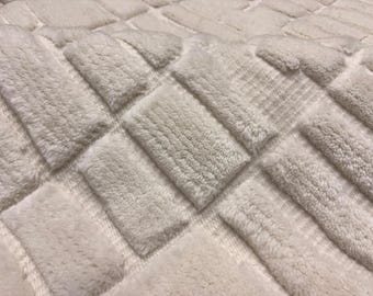 Ivory Beige Textured Geometric Rug, Hand Knotted Wool Rug,Neutral Handmade Living Room Decor