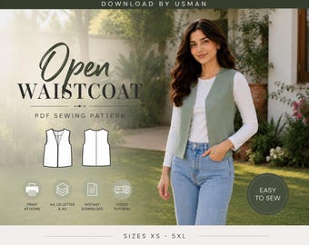 Open Waistcoat Sewing Pattern PDF