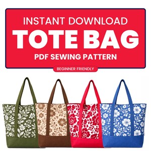 Tote Bag Sewing Pattern PDF | Beginner Friendly Shoulder Bag (instant ...