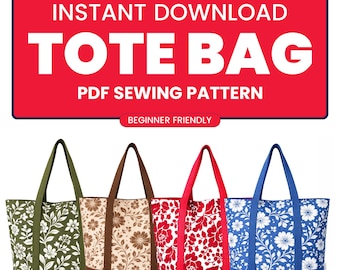 Tote Bag Sewing Pattern PDF | Beginner Friendly Shoulder Bag (Instant Download)
