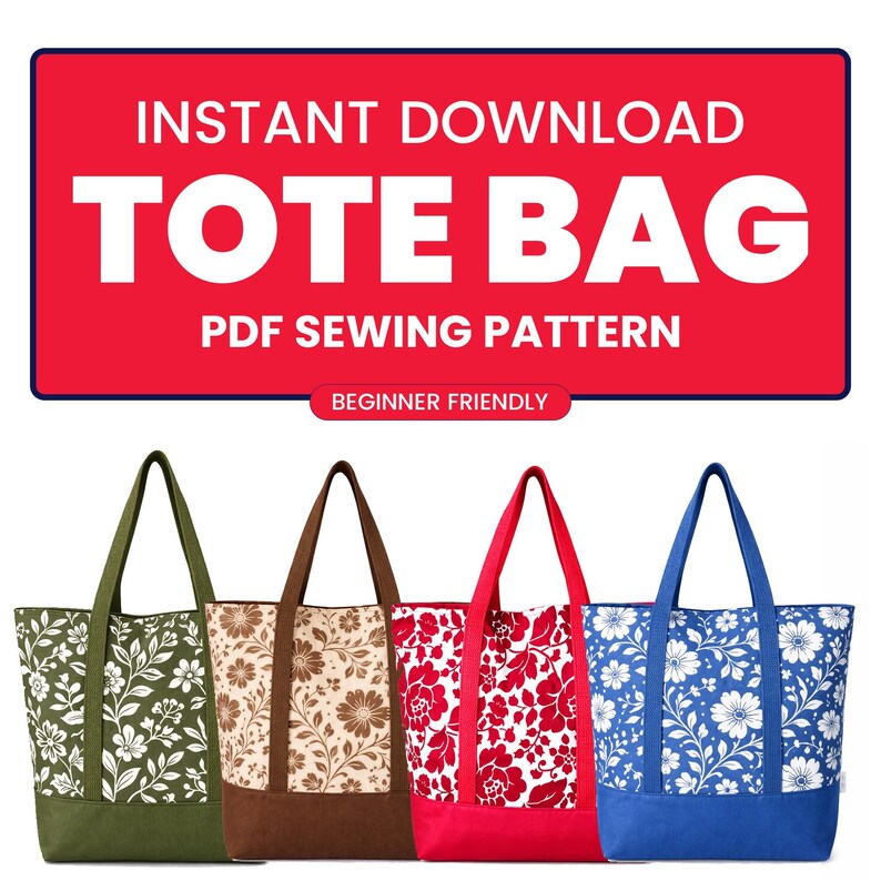 Tote Bag Sewing Pattern PDF | Beginner Friendly Shoulder Bag (instant ...