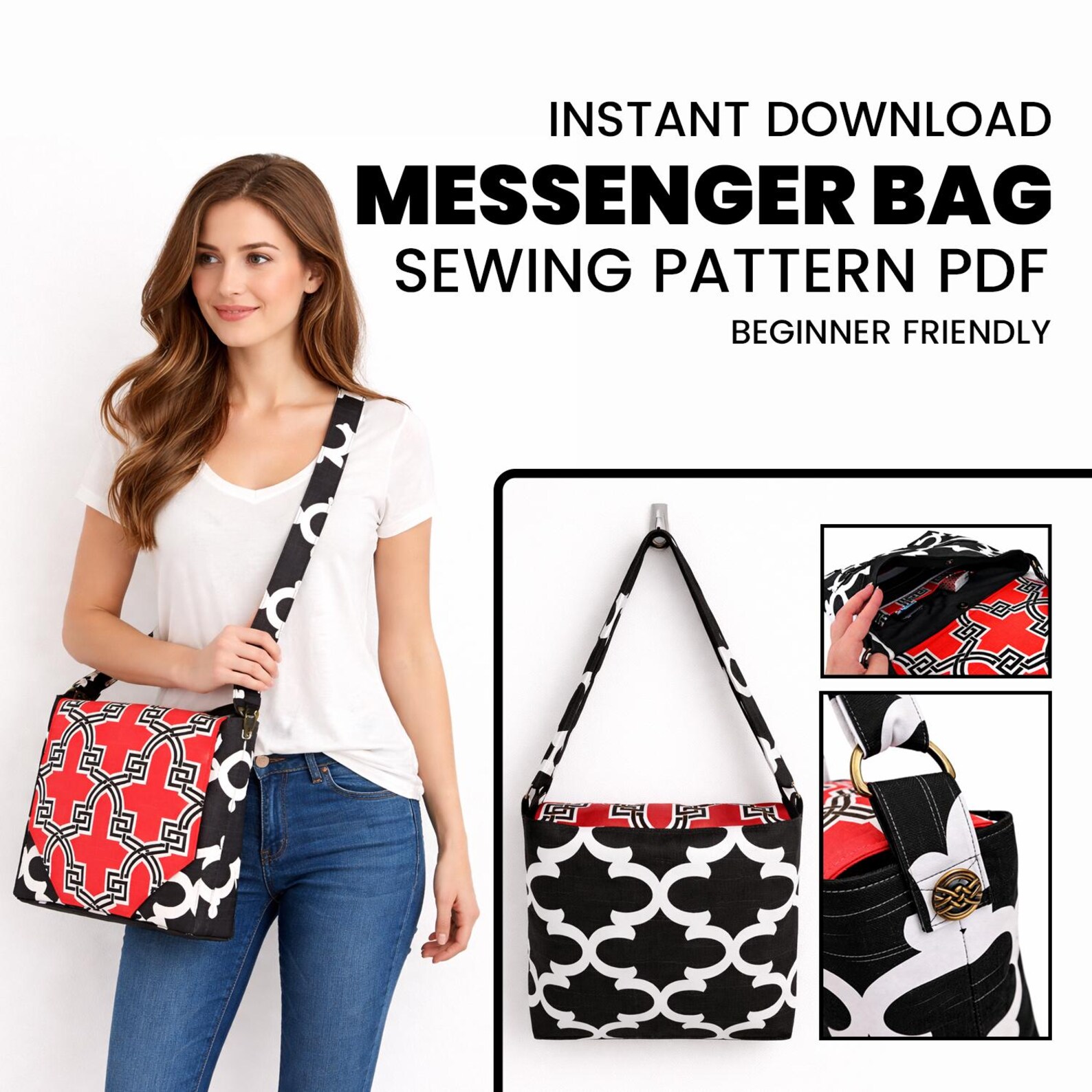 Beginner Messenger Bag Sewing Pattern | Crossbody Bag PDF (digital ...