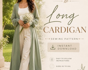 Long Cardigan Sewing Pattern PDF