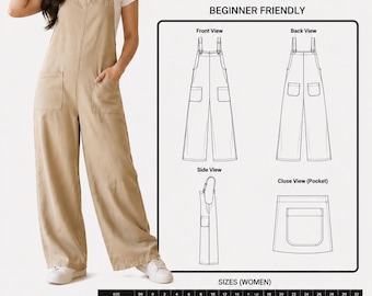 The Sienna Overall Jumpsuit Sewing Pattern PDF