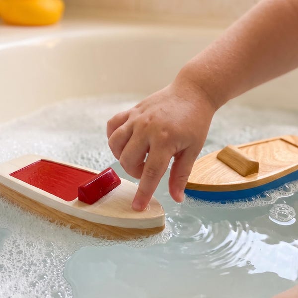 Two Hand made Wild Cherry Wood Speed Boats | Bath time, Beach, Lake Toy