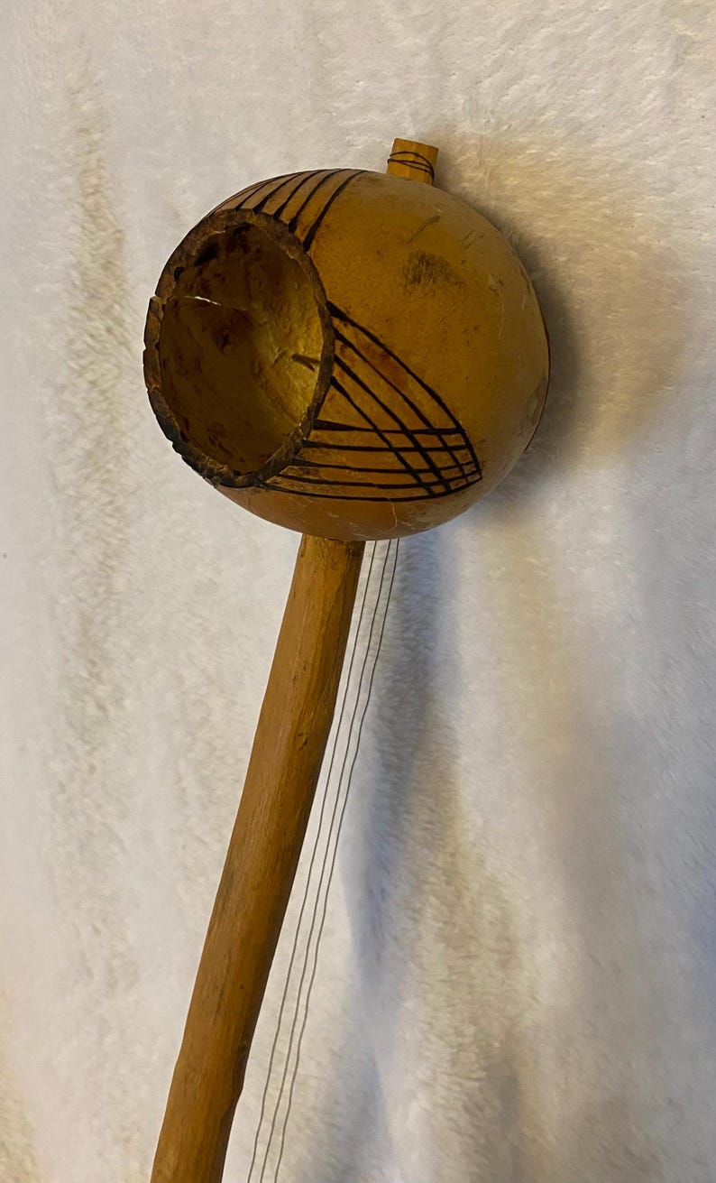 Rustic Instrument Vintage West African Style Ngoni Gourd Lute – Handcrafted Folk String ...