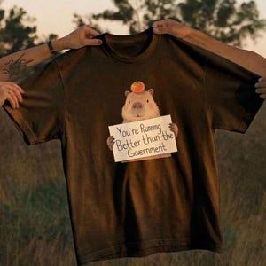 Funny capybara meme running shirt, quote graphic tee, marathon runner gift, animal workout t-shirt image 1