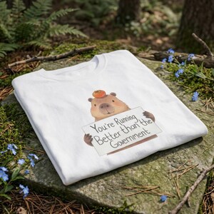 Funny capybara meme running shirt, quote graphic tee, marathon runner gift, animal workout t-shirt image 6
